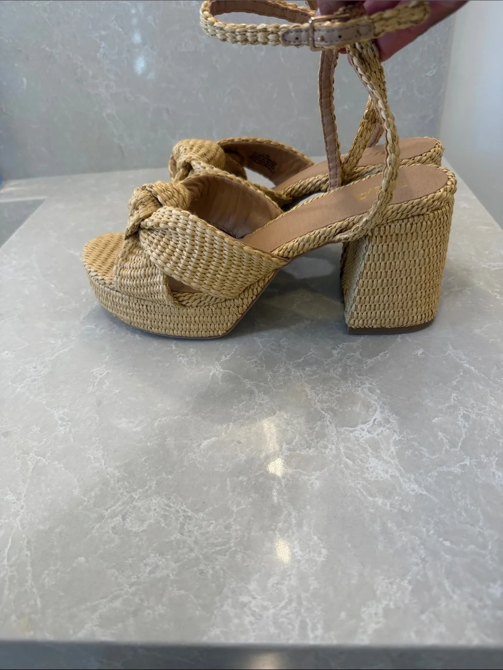 MIA Woven Knot Platform Sandals in Natural